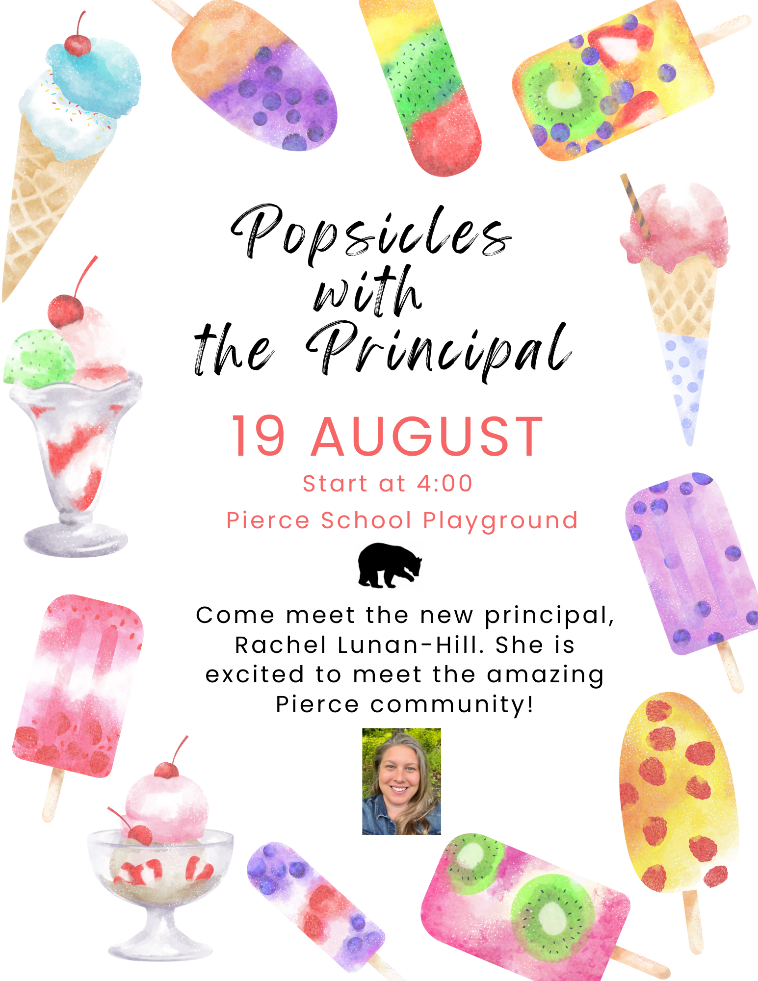 flyer for popsicles with the principal